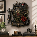 Tattoo artists Custom Name Wall Clock — personalized with a custom name