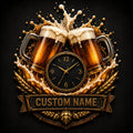 Craft Beer Celebration Custom Name Wall Clock — personalized with a custom name