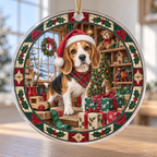 Beagle Acrylic Christmas Ornament — digital product visualization