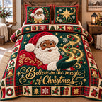 Believe In Magic quilted 3-piece bedding set on a made bed with two matching pillow shams