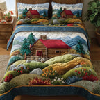 Blossom Pasture 3-Piece Quilted Bedding Set GFTOTP15557 quilted 3-piece bedding set on a made bed with two matching pillow shams