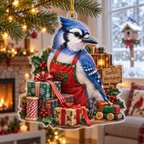 Blue Jay Acrylic Christmas Ornament — digital product visualization