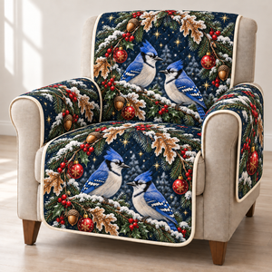 Blue Jay Frosted Acorn Cathedral Christmas Sofa Cover