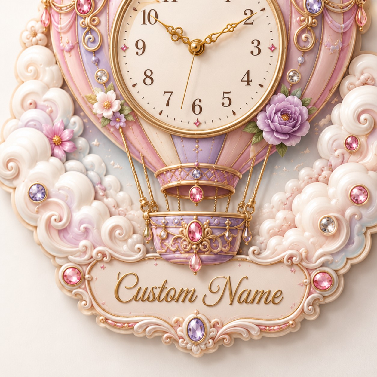Balloon Custom Name Wall Clock — personalized with a custom name