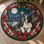 Boston Terrier Quilted Christmas Tree Skirt — digital product visualization
