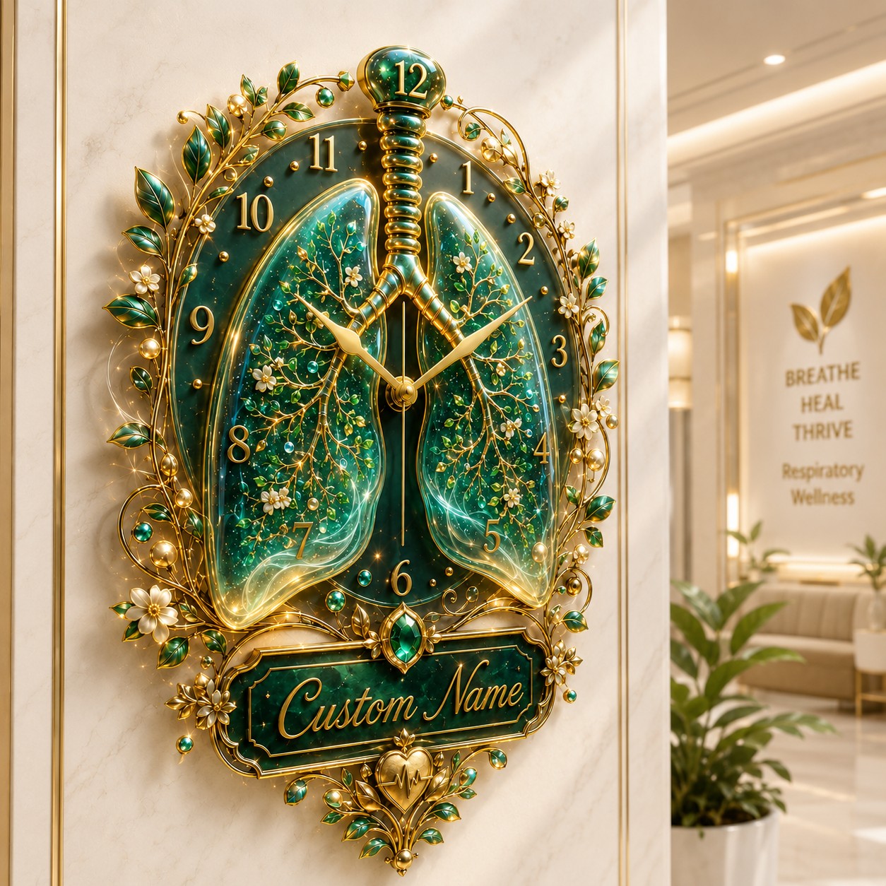 Respiratory healthcare Custom Name Wall Clock — personalized with a custom name