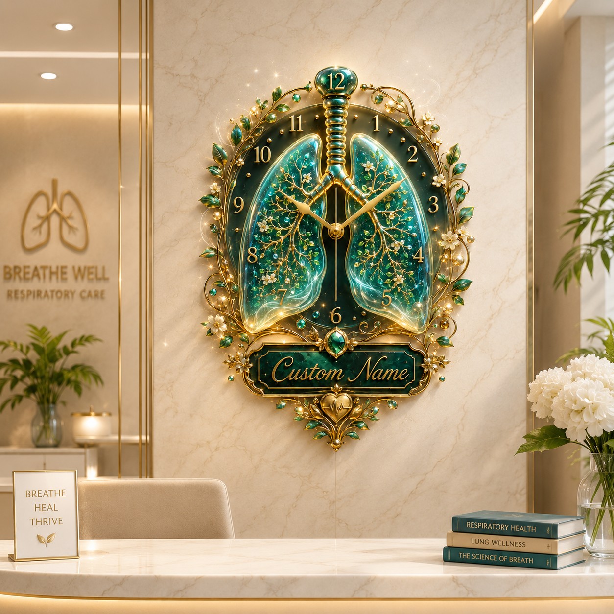 Respiratory healthcare Custom Name Wall Clock — personalized with a custom name