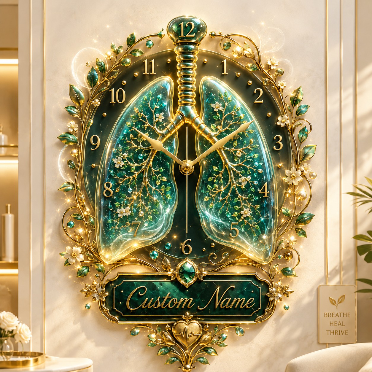 Respiratory healthcare Custom Name Wall Clock — personalized with a custom name