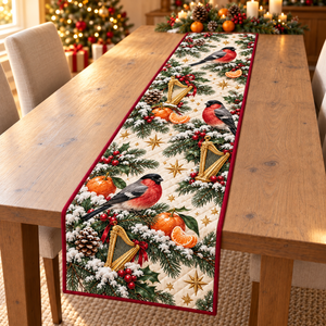 Bullfinch Tangerine Golden Harp Christmas Table Runner