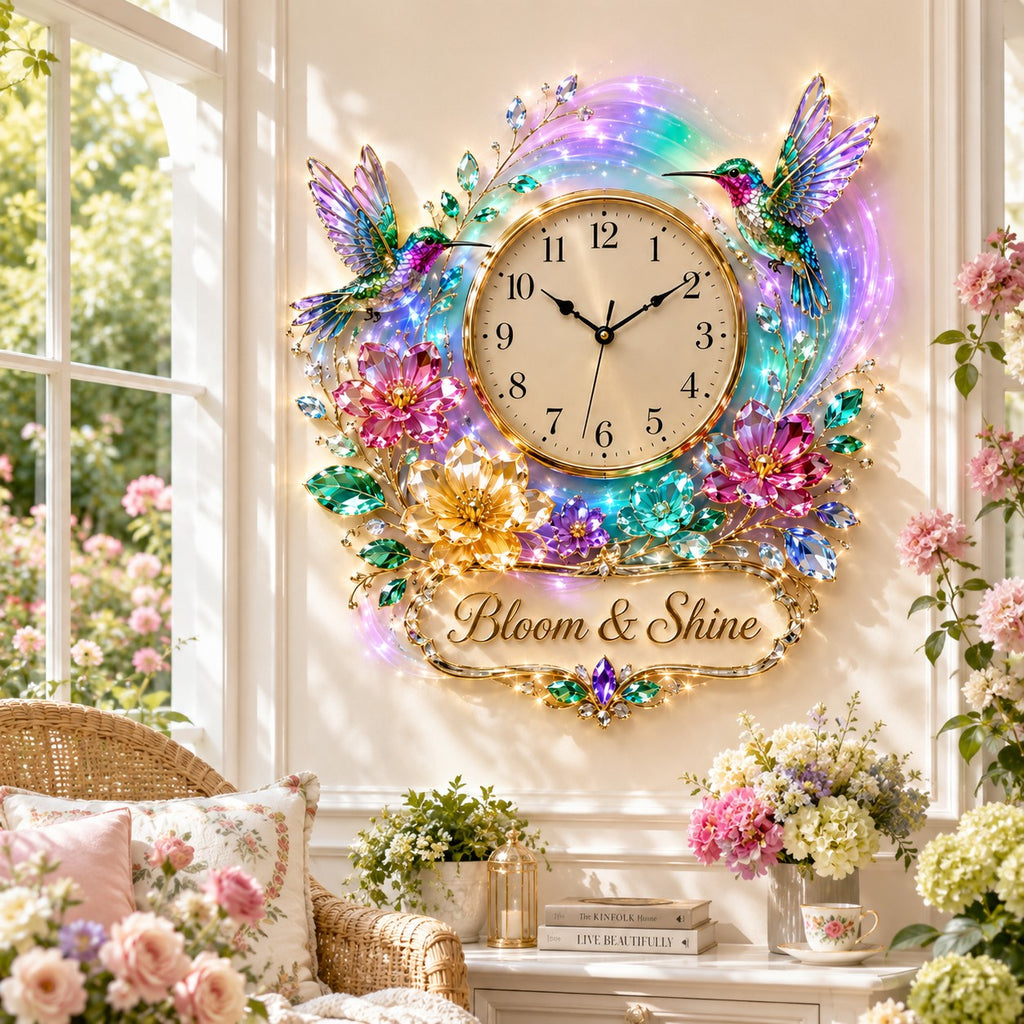 Hummingbird Custom Name Wall Clock — personalized with a custom name
