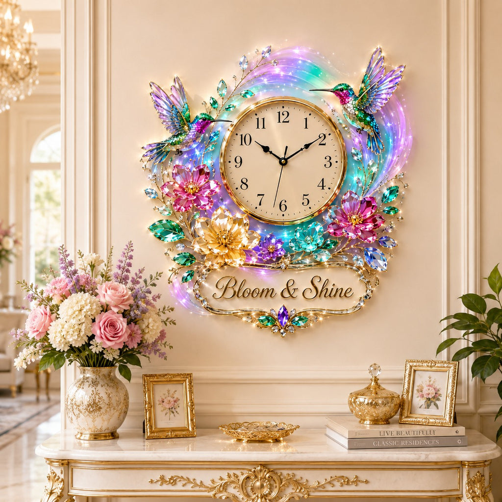 Hummingbird Custom Name Wall Clock — personalized with a custom name