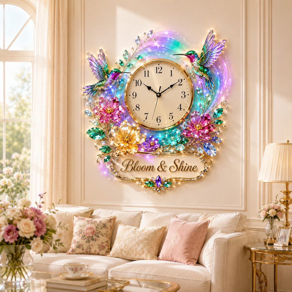 Hummingbird Custom Name Wall Clock — personalized with a custom name