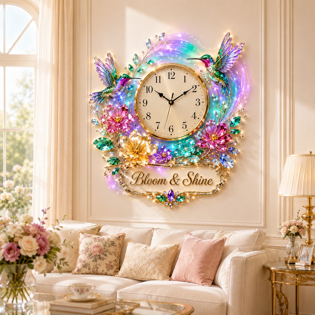 Hummingbird Custom Name Wall Clock — personalized with a custom name