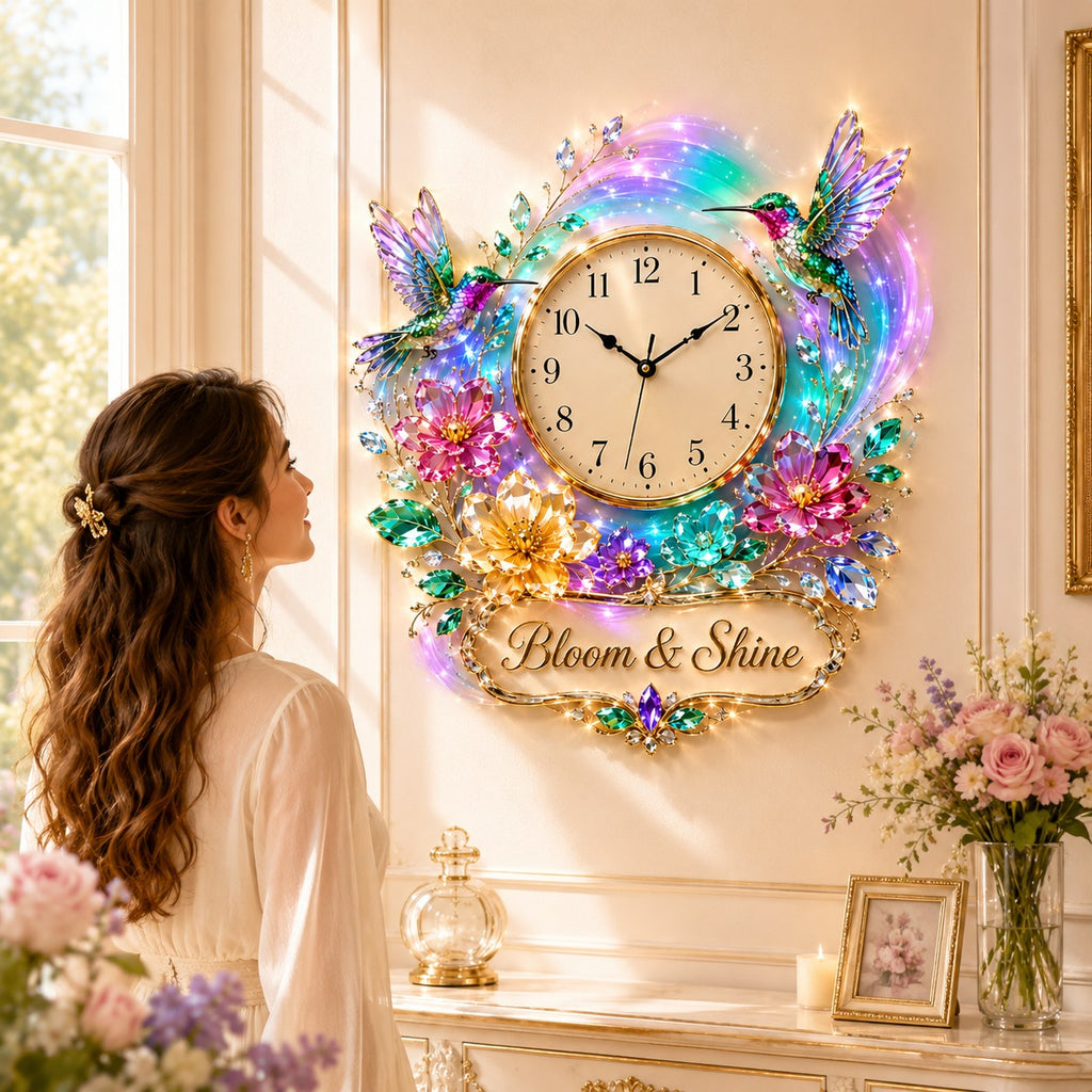 Hummingbird Custom Name Wall Clock — personalized with a custom name