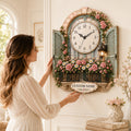 Rose window Custom Name Wall Clock — personalized with a custom name