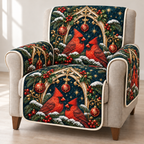 Cardinal Ivory Chapel Arch printed Christmas quilted sofa cover; design mockup showing a flat printed depth effect.
