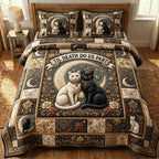 Cat Lovers 3-Piece Quilted Bedding Set GFTONMU1002 quilted 3-piece bedding set on a made bed with two matching pillow shams