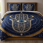 Celestial Palm 3-Piece Quilted Bedding Set GFTOQA1943 quilted 3-piece bedding set on a made bed in a light coastal bedroom