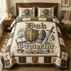 Christian Dad Protector 3-Piece Quilted Bedding Set GFTOLAN618 quilted 3-piece bedding set on a made bed in a softly lit bedroom