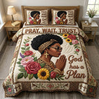 Christian Faith 3-Piece Quilted Bedding Set GFTONMU1220 quilted 3-piece bedding set on a made bed in a softly lit bedroom