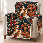 Beagle Toy Ferris Wheel printed Christmas quilted sofa cover; design mockup showing a flat printed depth effect.