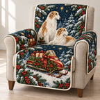 Borzoi Toy Snowmobile printed Christmas quilted sofa cover; design mockup showing a flat printed depth effect.