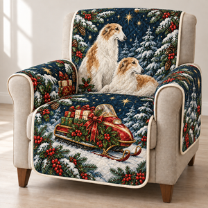Christmas Borzoi Toy Snowmobile Sofa Cover