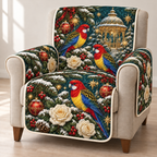 Rosella Golden Gazebo printed Christmas quilted sofa cover; design mockup showing a flat printed depth effect.