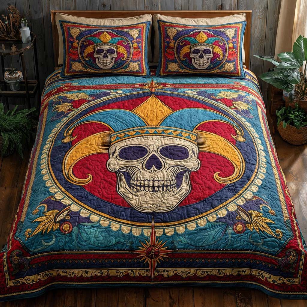 Circus Soul 3-Piece Quilted Bedding Set GFTOQA1452 quilted 3-piece bedding set on a made bed with two matching pillow shams