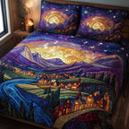 City of Starlight 3-Piece Quilted Bedding Set GFTOTL3930 quilted 3-piece bedding set on a made bed with two matching pillow shams