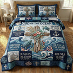 Coastal Christian 3-Piece Quilted Bedding Set GFTONMU488 quilted 3-piece bedding set on a made bed in a softly lit bedroom