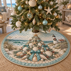 Coastal Pearl Quilted Christmas Tree Skirt — digital product visualization