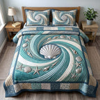 Coastal Whisper 3-Piece Quilted Bedding Set GFTOTP19190 quilted 3-piece bedding set on a made bed in a light coastal bedroom