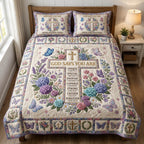 Cross God Says You Are 3-Piece Quilted Bedding Set GFTOLAN789 quilted 3-piece bedding set on a made bed in a softly lit bedroom