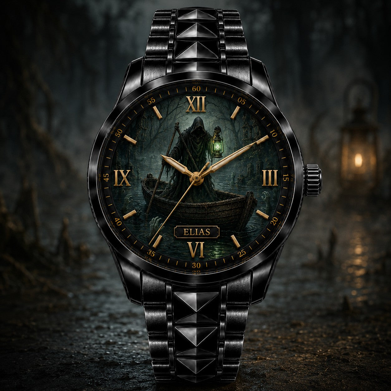 Custom Bog Lantern Ferryman Watch — personalized with a custom name