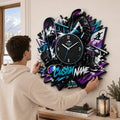 Snowboard enthusiasts Custom Name Wall Clock — personalized with a custom name