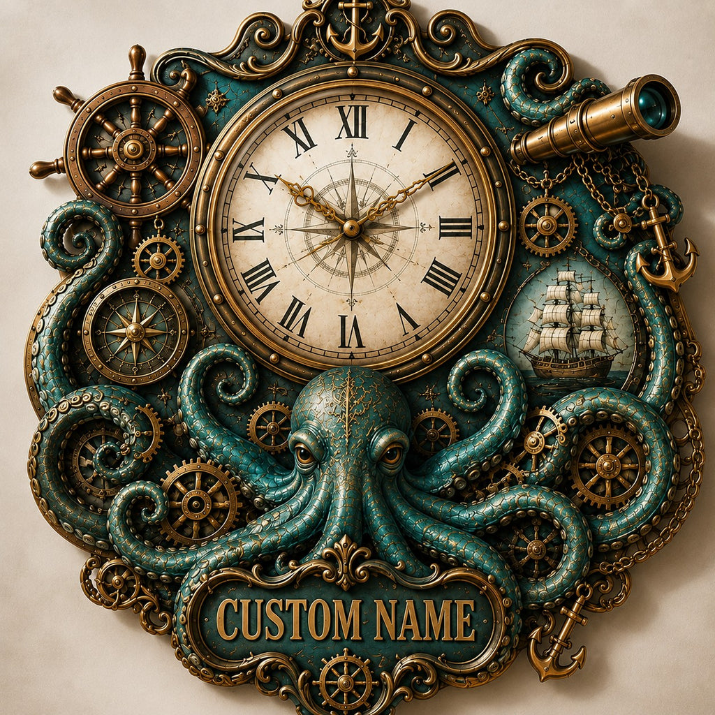 Steampunk Custom Name Wall Clock — personalized with a custom name