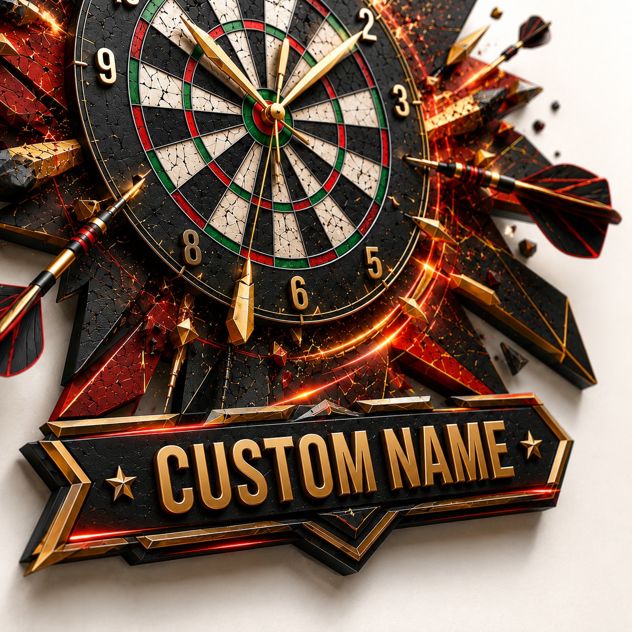 Darts Custom Name Wall Clock — personalized with a custom name