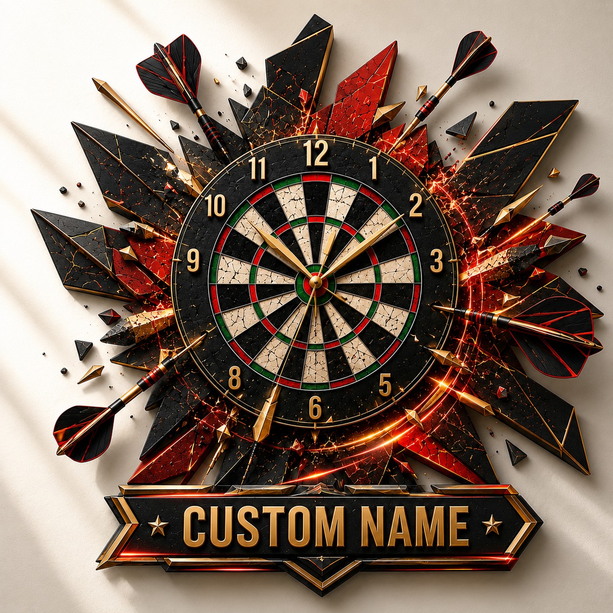 Darts Custom Name Wall Clock — personalized with a custom name
