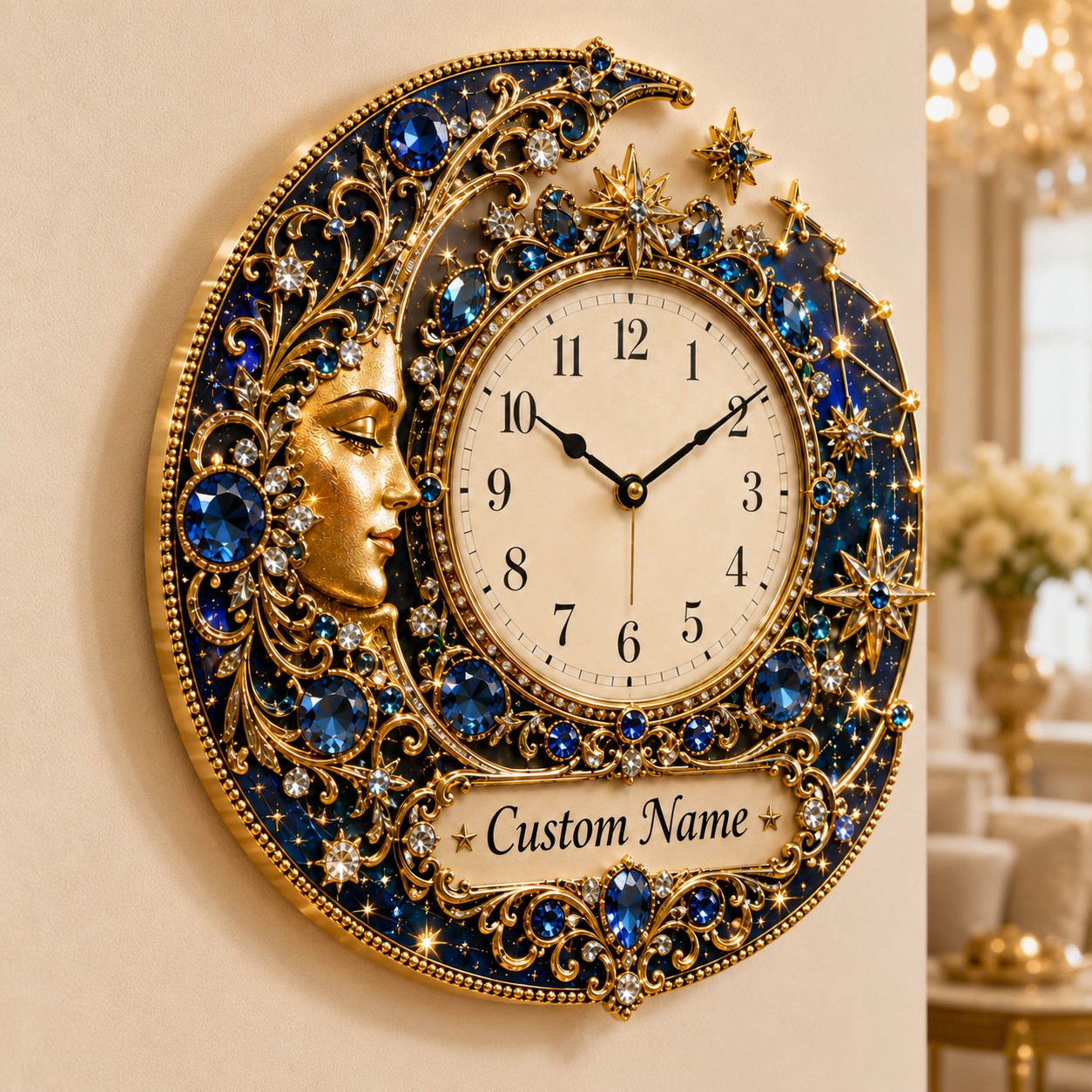 Celestial Custom Name Wall Clock — personalized with a custom name