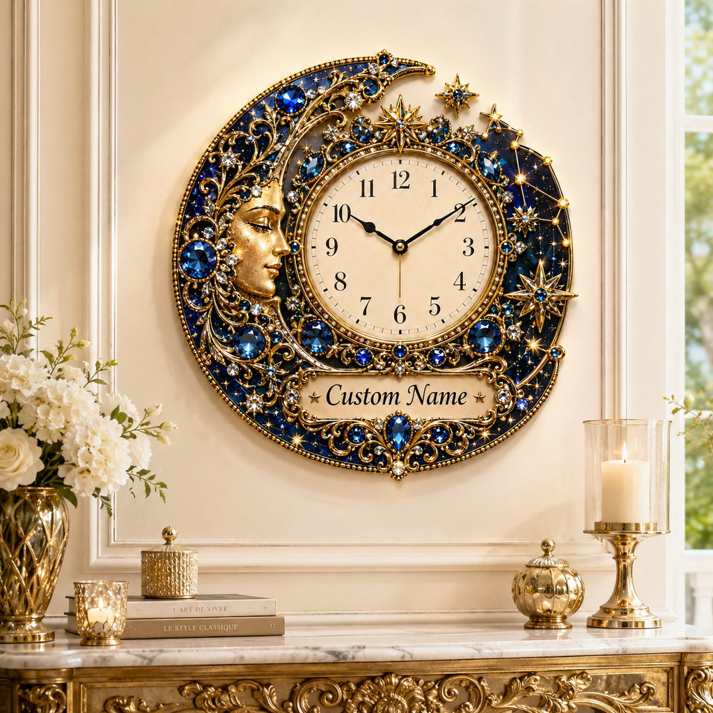 Celestial Custom Name Wall Clock — personalized with a custom name