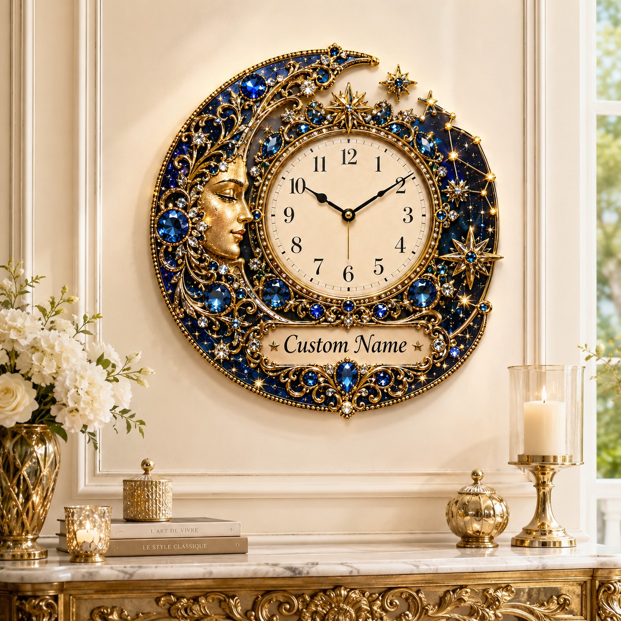 Celestial Custom Name Wall Clock — personalized with a custom name