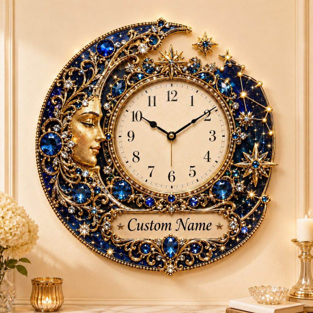 Celestial Custom Name Wall Clock — personalized with a custom name