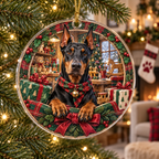 Doberman Acrylic Christmas Ornament — digital product visualization
