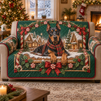 Doberman Christmas Quilted Sofa Cover — digital product visualization