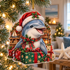 Dolphin Acrylic Christmas Ornament — digital product visualization