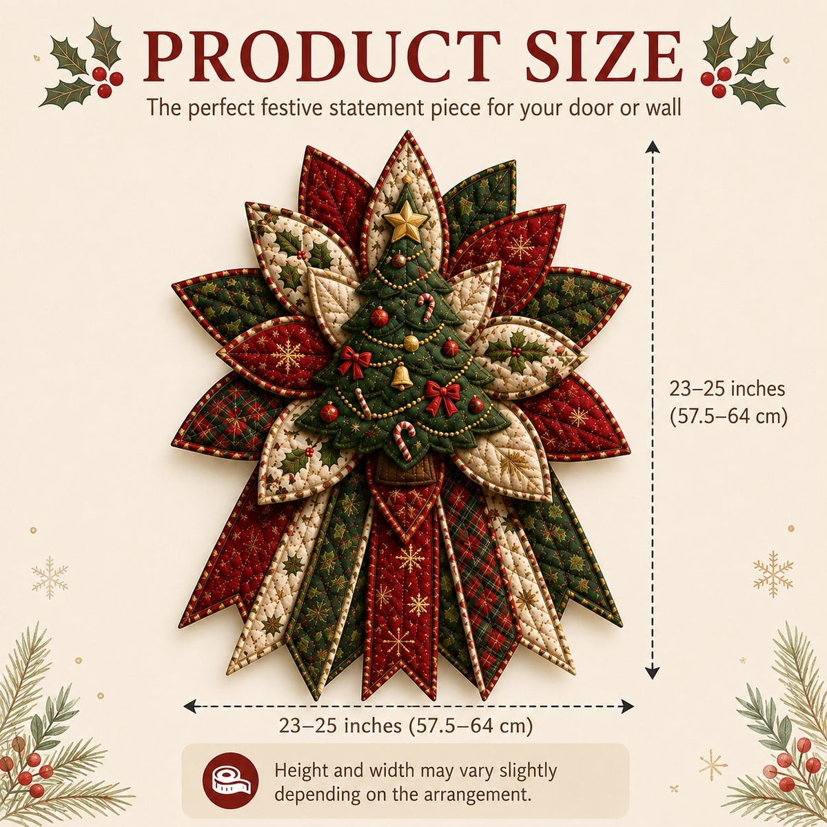 Finished size guide for the quilted door hanging