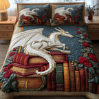 Dragon 3-Piece Quilted Bedding Set GFTONL5349 quilted 3-piece bedding set on a made bed with two matching pillow shams