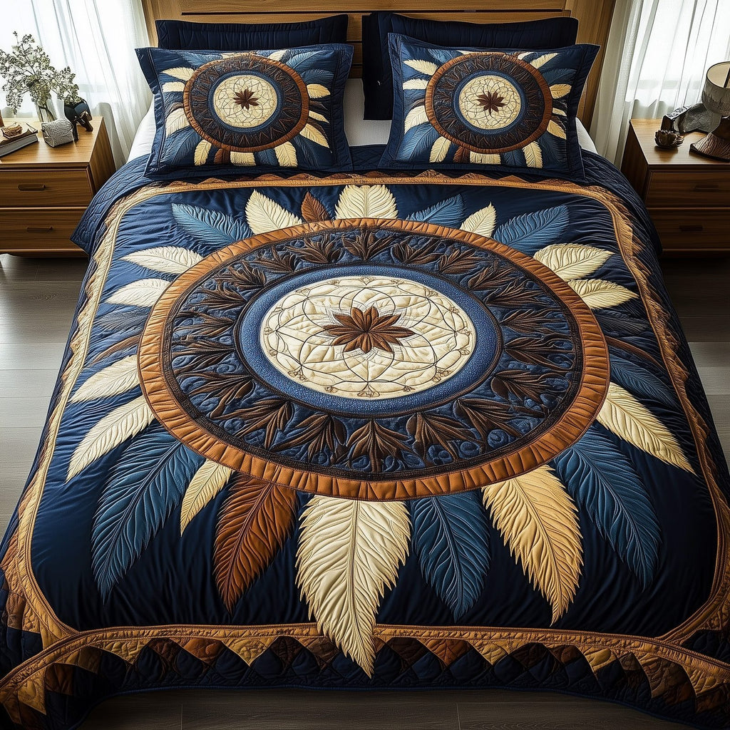 Dreamcatcher 3-Piece Quilted Bedding Set GFTONL4802 quilted 3-piece bedding set on a made bed with two matching pillow shams