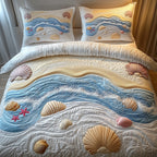 Dreamy Seashore 3-Piece Quilted Bedding Set GFTOTP1535 quilted 3-piece bedding set on a made bed in a light coastal bedroom
